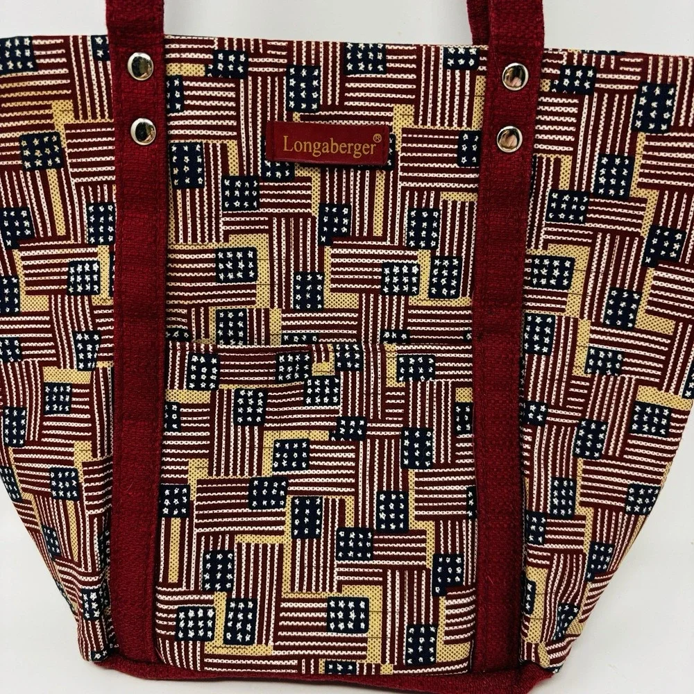 Longaberger American Flag Print Tote Handbag Shoulder Purse Made In The USA